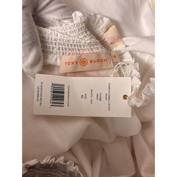 Tory Burch White Midi Skirt with Floral Accents - Picture 5 of 6